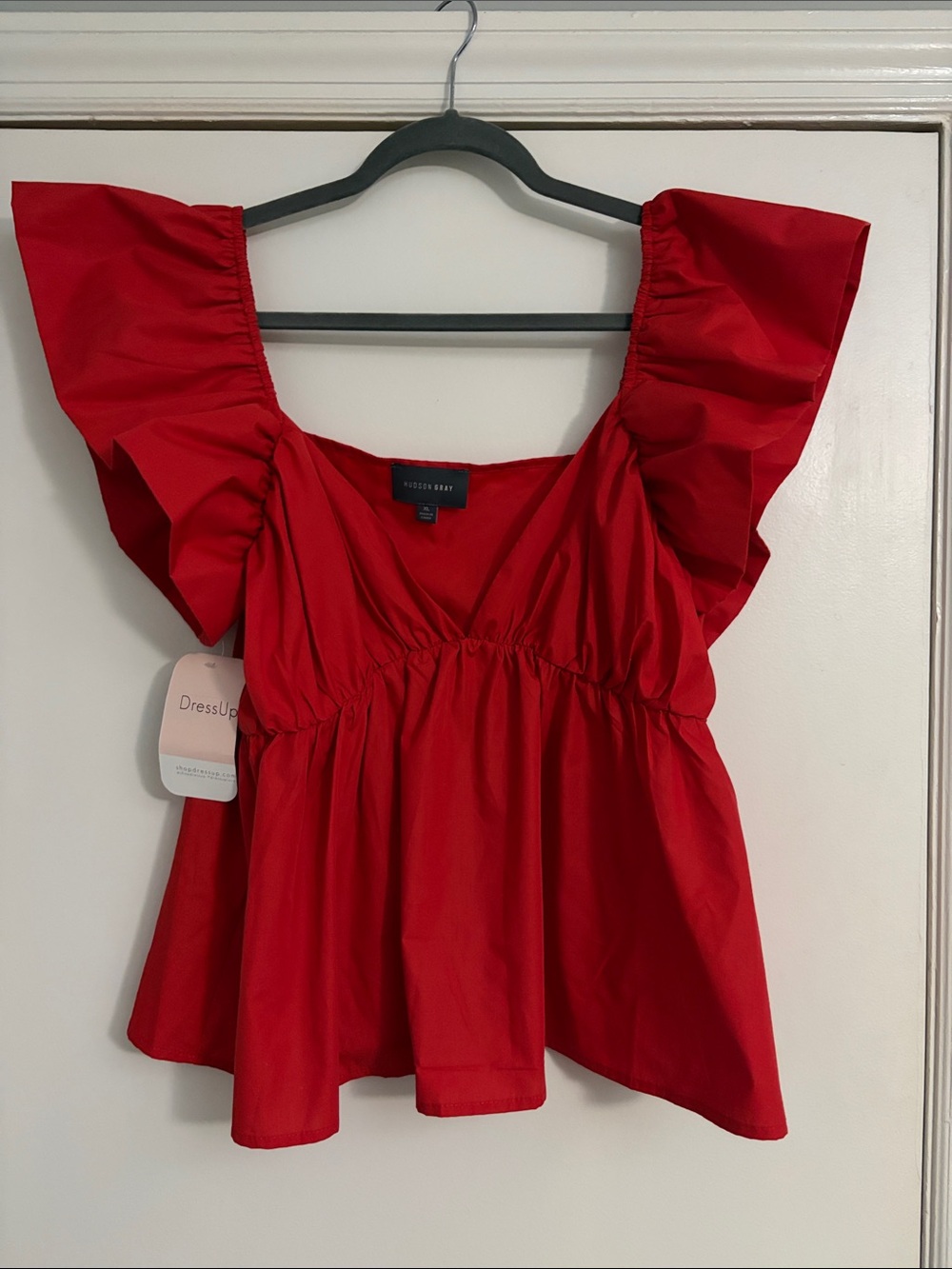Hudson Baby Bright Red Ruffle Sleeve Peplum Top
